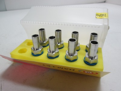Lot Of 8 Ham-Let 739LM SS Let-Lok 1/4'' Tube Fittings , 3/8'' NPT, Stainless Steel