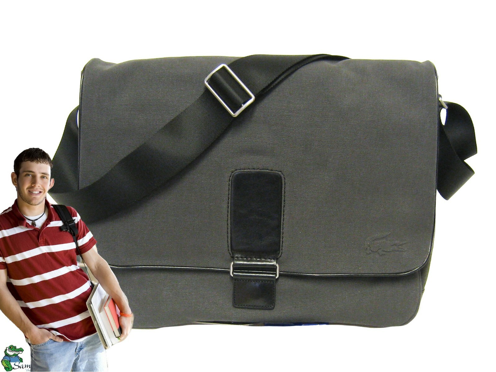 LACOSTE★M's Classic Messenger Bag★Petit Pique PU★早期完売 Men's Classic Petit Piqué Flap Bag - Bags - New In 2025