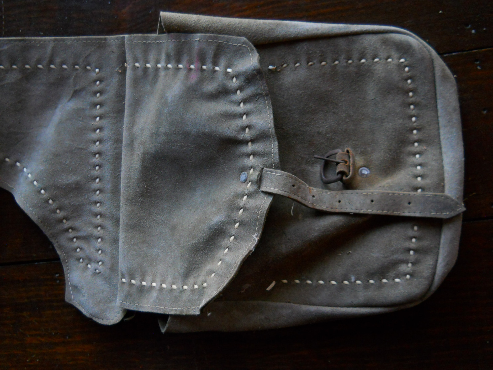 Antique Vintage Rough-Out Leather SADDLEBAGS Horse Tack Western Rustic Decor