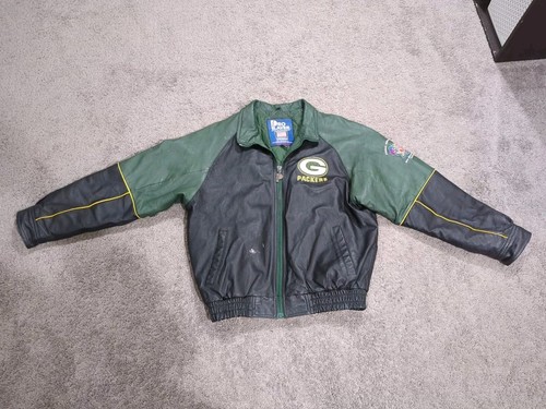 NFL PACKERS レザージャケット Nfl green bay packers full zip faux leather polyvinyl bomber
