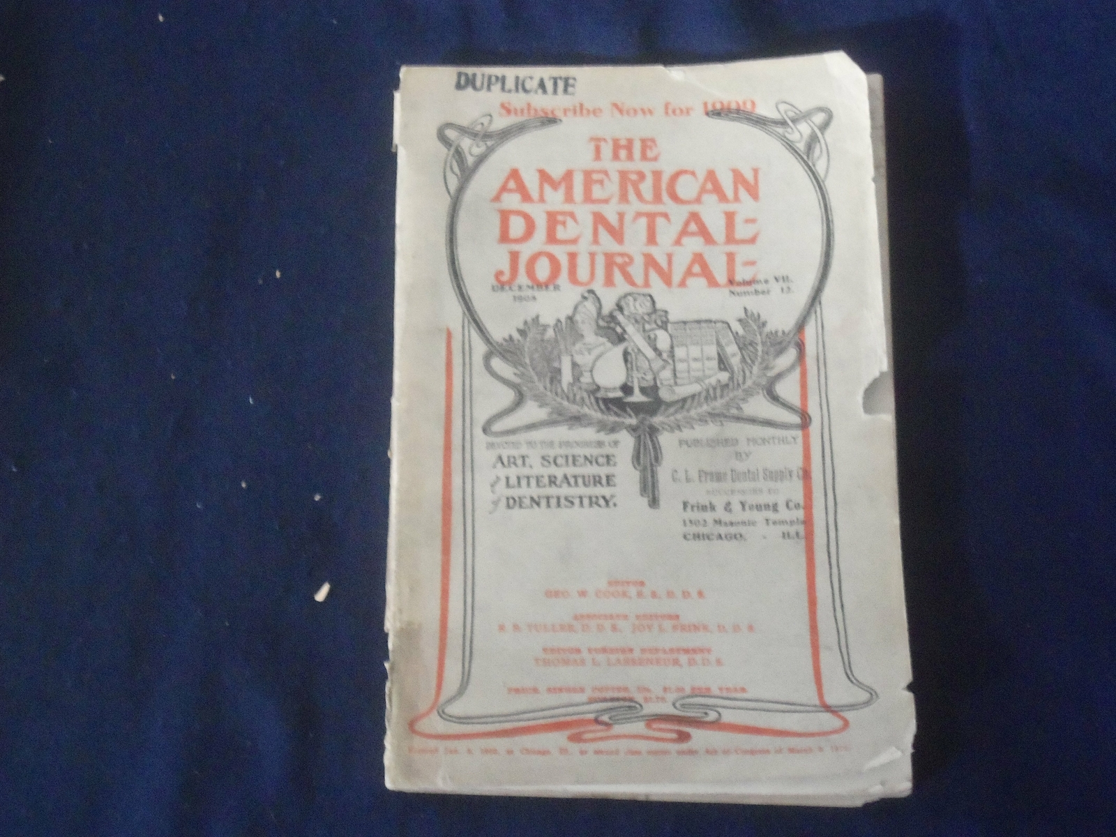 1908 DECEMBER THE AMERICAN DENTAL JOURNAL - VOLUME VII