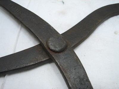 Antique Blacksmith Hand Forged Ice Tongs H.T. Baldwin Primitive Iron Farm Tool