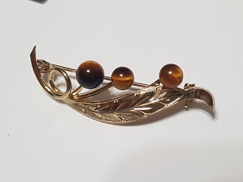 Avon Sterling Silver Leaf & Berry Brooch Pin With Cats Eye Gemstones Solid .925