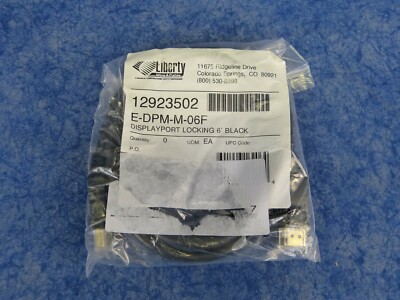 NEW! Liberty Wire & Cable E-DPM-M-06F 6ft DisplayPort Cable Locking Connectors