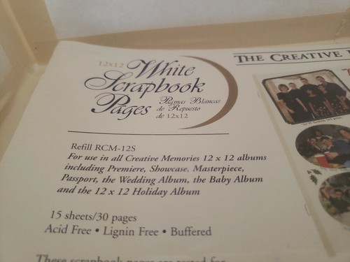 Creative Memories 12x12 White Scrapbook Pages 15 sheets / 30 pages 1999 RCM-12S