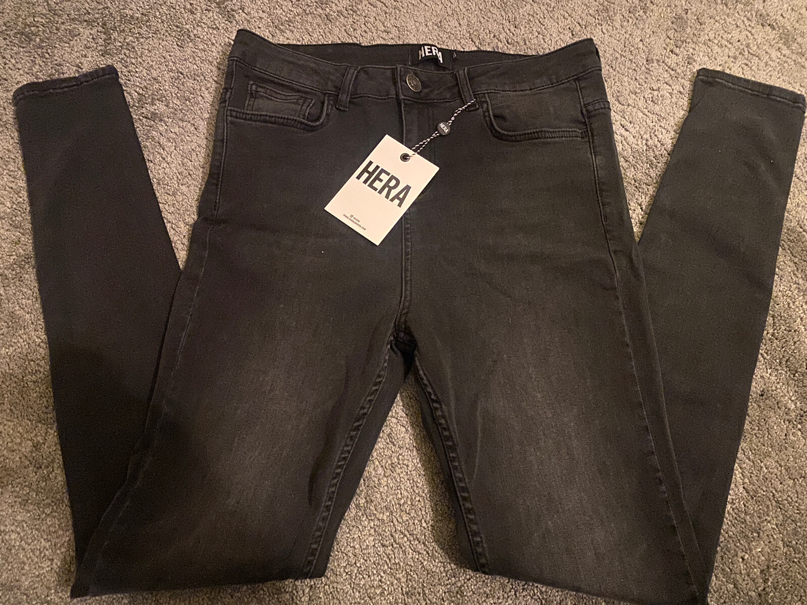 SKINNY Designer BLACK / GREY JEANS Size 