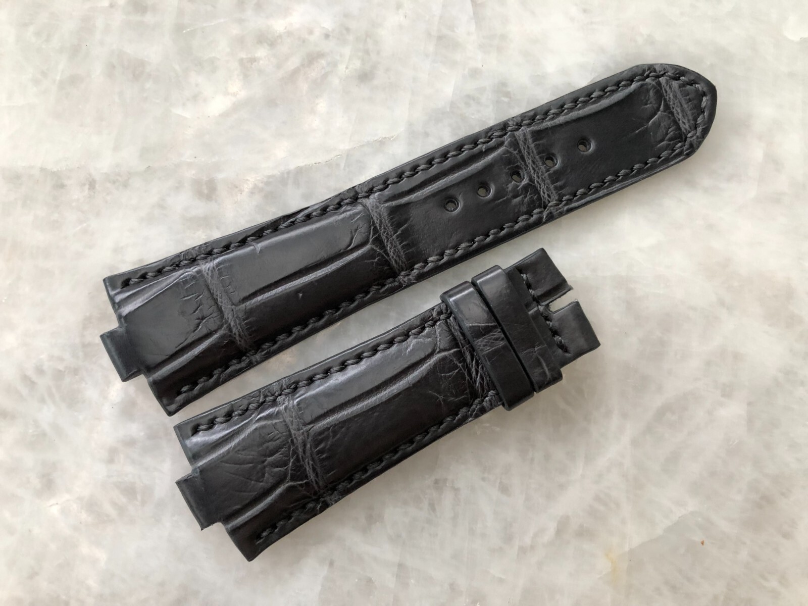 25mm/9mm/20mm Gray Alligator Crocodile Embossed Leather
