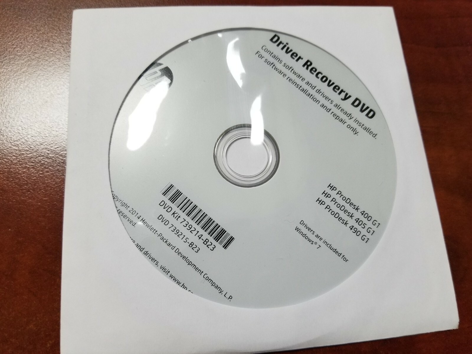 HP Driver Recovery DVD for Windows 7 & 8.1 Pro   for ProDesk 400 405 490 G1