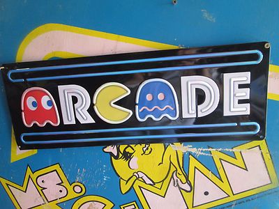 PAC MAN MS ARCADE GAME METAL COOL SIGN VINTAGE LOOK VIDEO PINBALL COIN AMUSEMENT