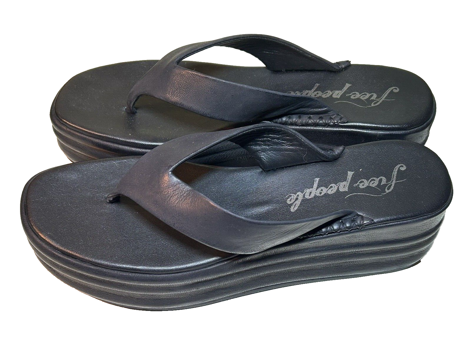 Free People Haven Thong Platform Black Womens Size 9 EU 39