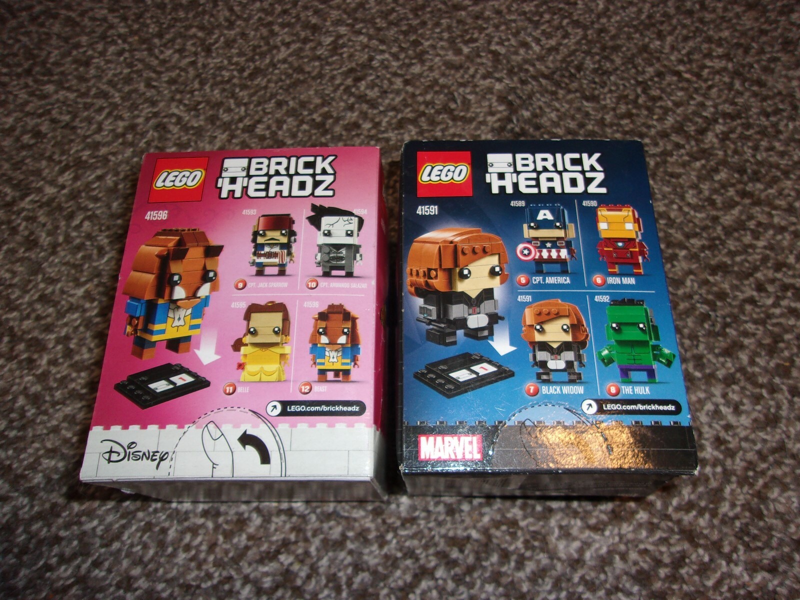 LEGO LOT OF 2 BRICK HEADZ DISNEY BEAST 116PCS & MARVEL BLACK WIDOW 143 PCS
