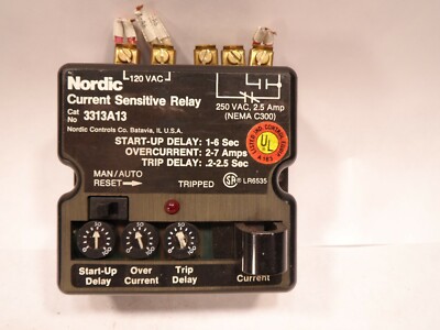 Nordic Current Sensitive Relay 3313A13 2.5 Amp 250 Vac