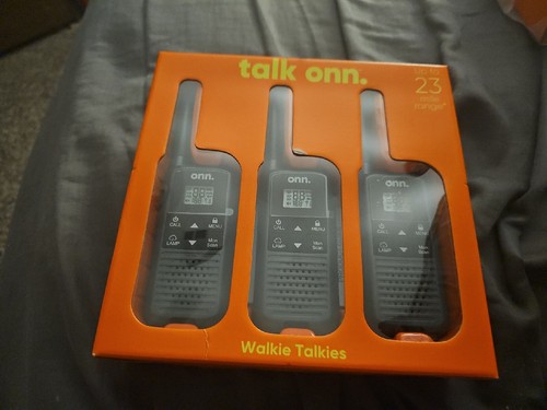 Onn. 23 Mile Walkie Talkie 3 Pack, with VOX Belt Clip Rechargeable NEW