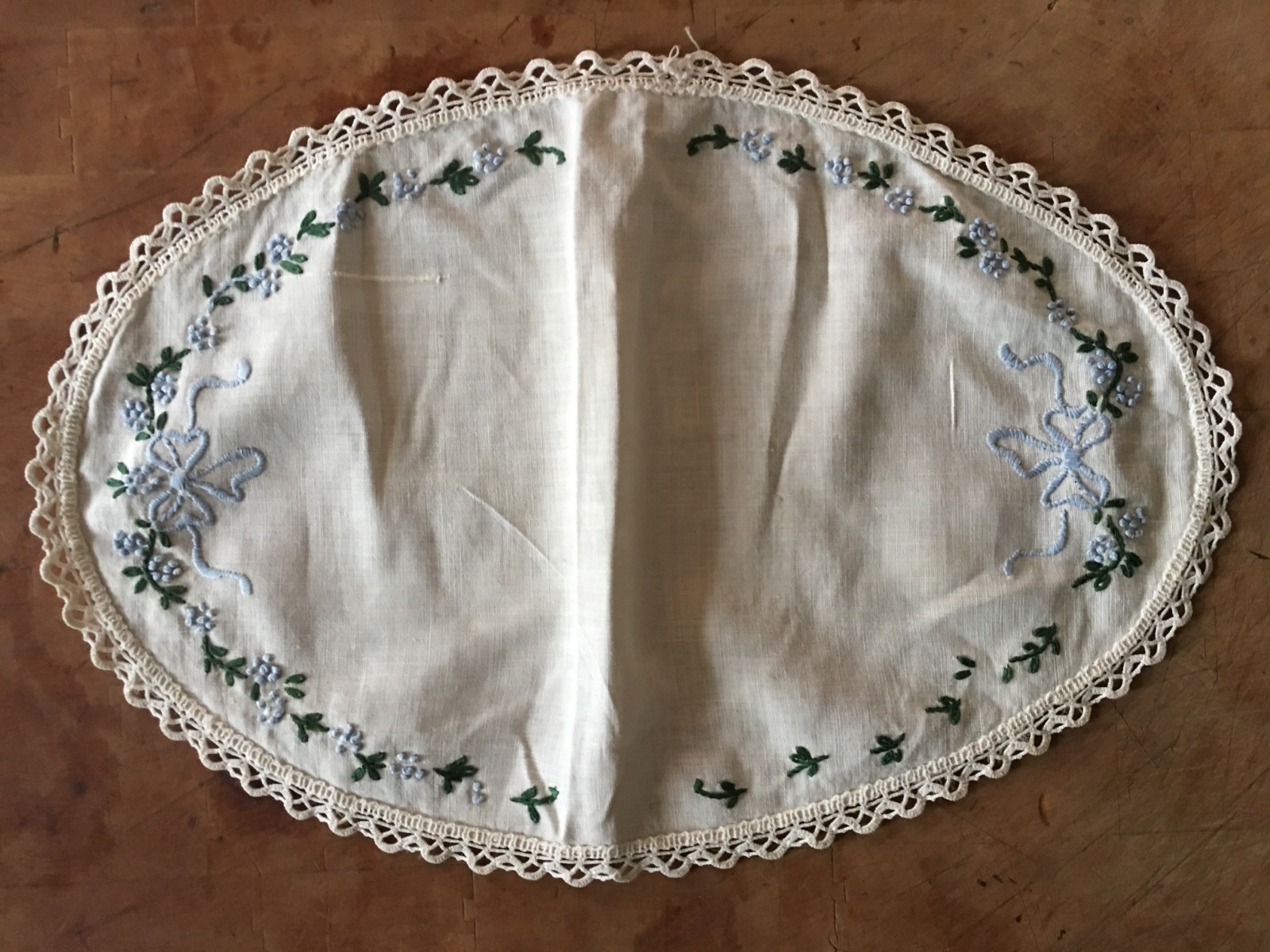 Set Of 3 Vintage Mid Century Dresser Table Scarves Runners Ribbon Flowers #172