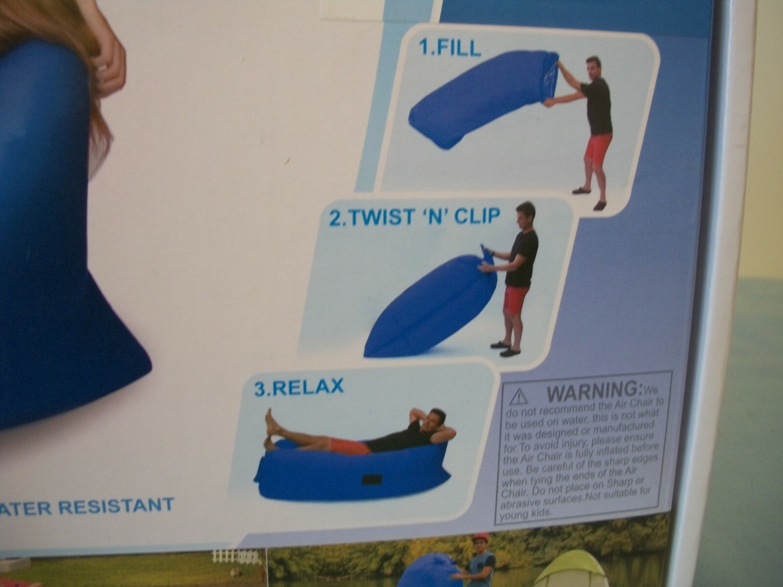 Zuru Air Chair Lounger Portable Holder Pocket Black Beach Park Furniture