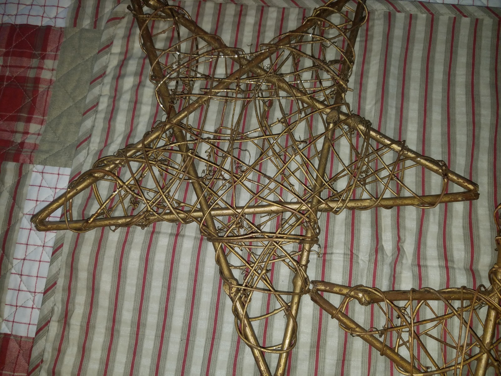 Lot of Three Twine/Wood Stars for Wall
