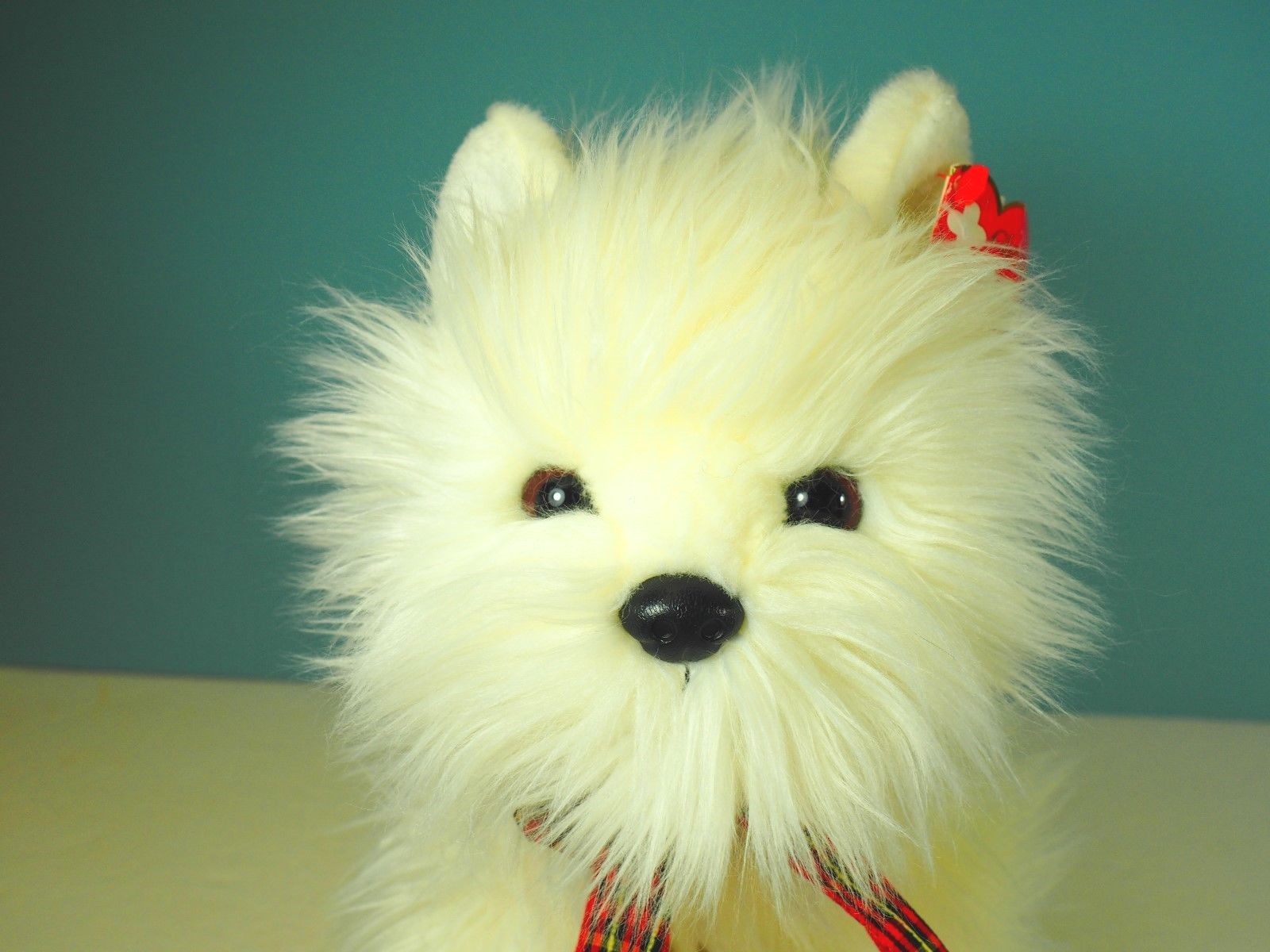 Ty Plush Classic Beanie Buddy White Fluffy Puppy Dog 