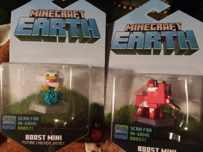 2 MOJANG Minecraft Earth Boost Mini: REGENERATING MOOSHROOM + CHICKEN JOCKEY NIP