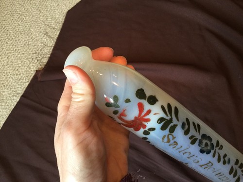 Antique Opaline Glass Sailor Milk Glass Rolling Pin Hand Painted Return Salt Old