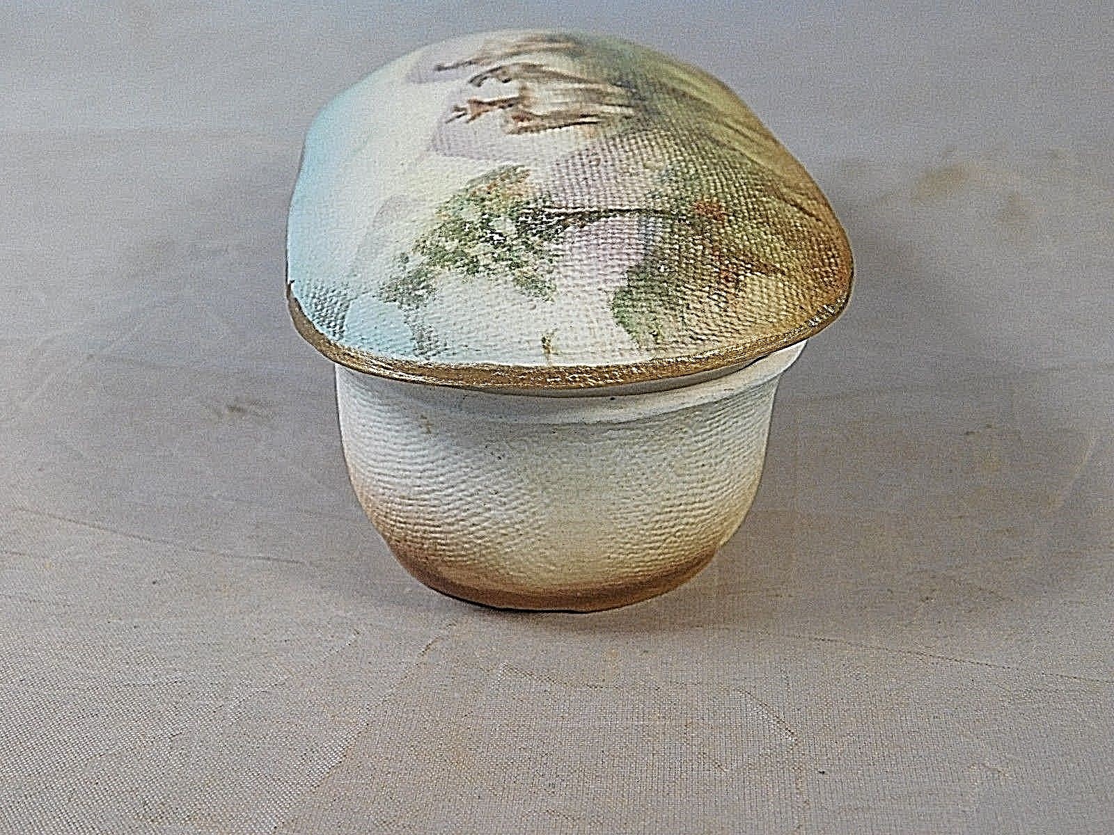 ANTIQUE ROYAL BAYREUTH TAPESTRY DRESSER BOX GOAT PATTERNED TOP