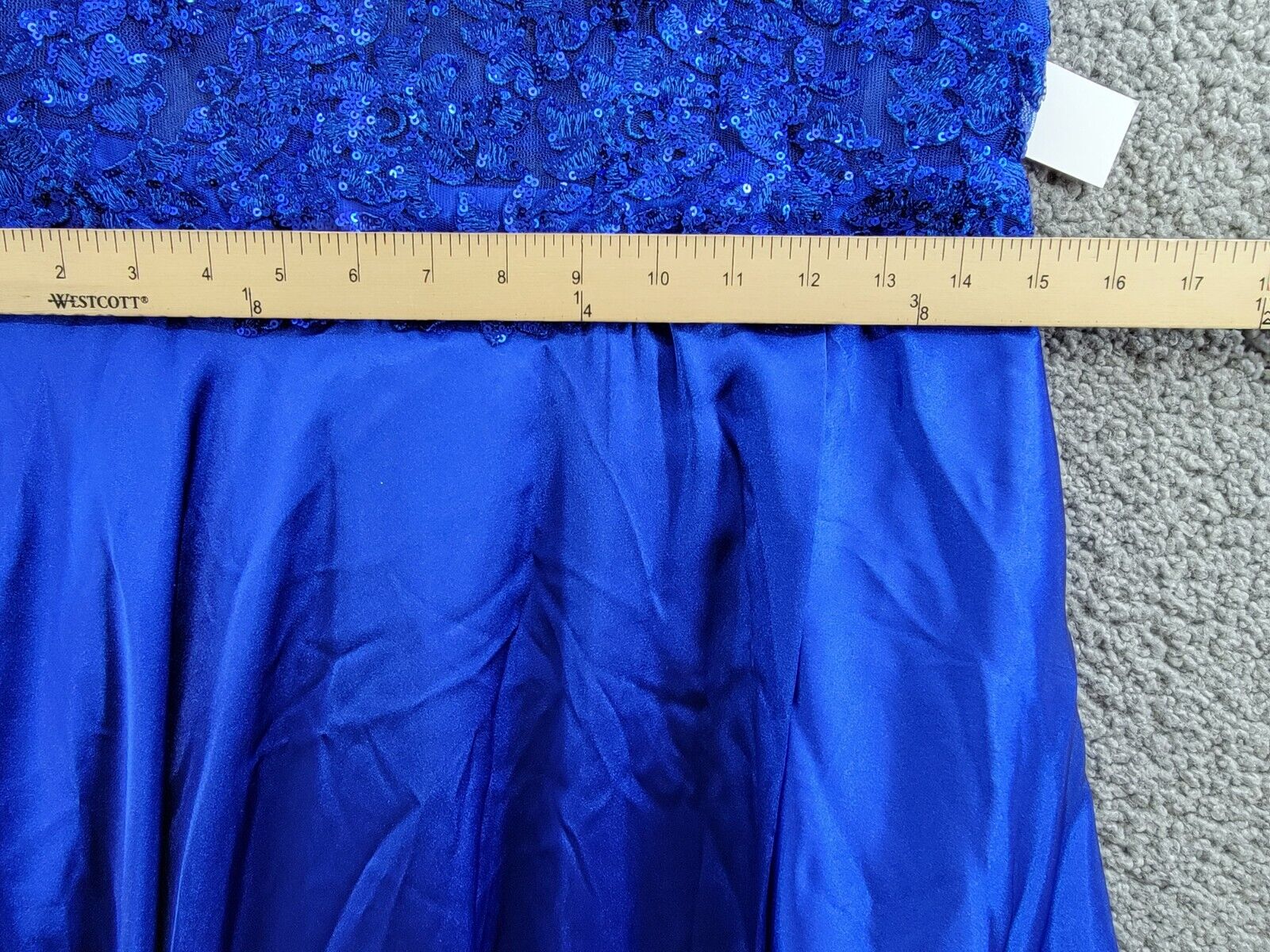 Blondie Nites Sequin-Bodice Sleeveless Gown Juniors' 11 Rotal Blue Lace Zip Back - Picture 6 of 16