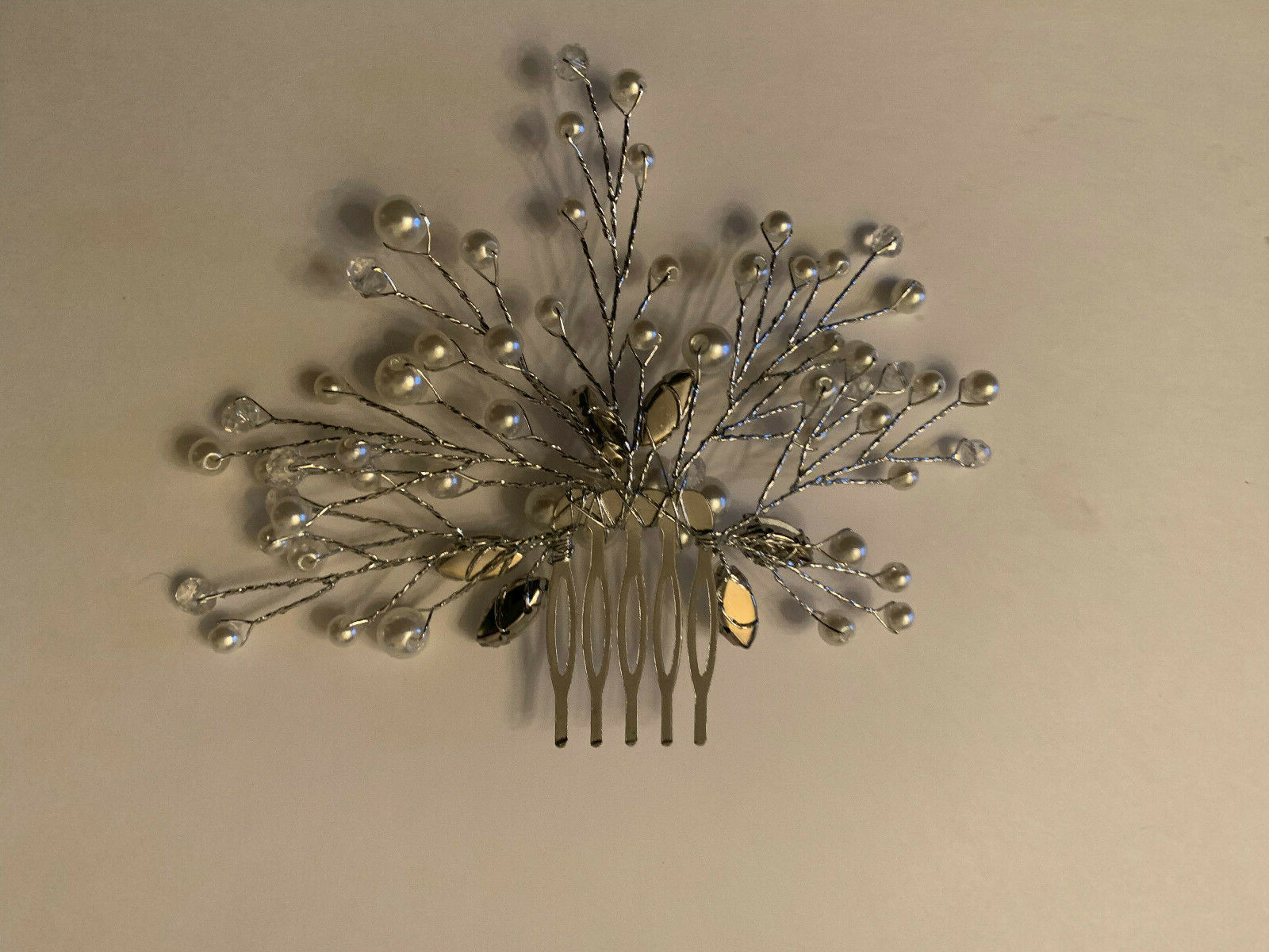 Wedding Dance Pageant Pearl and Rhinestone Hair Accessories Silver Comb & Pins