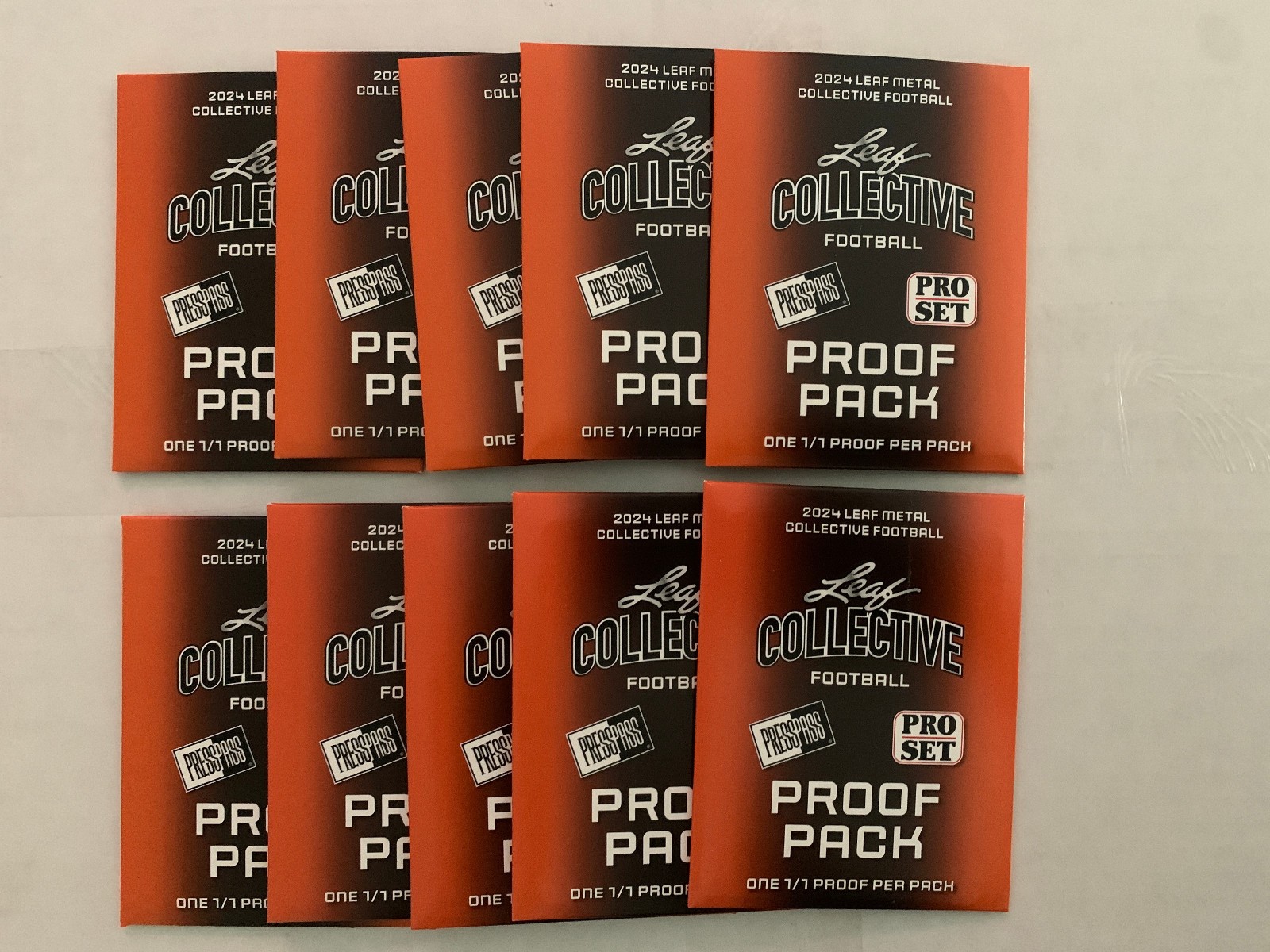 2024 Leaf Metal Collective Football 1/1 Pre Production Proof Per Pack Lot of 10