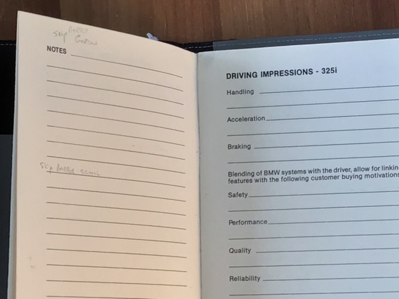 BMW Vintage Race School collector notebook 1987 E30 M3 E24 M6 E28 M5 E9 E32 E31