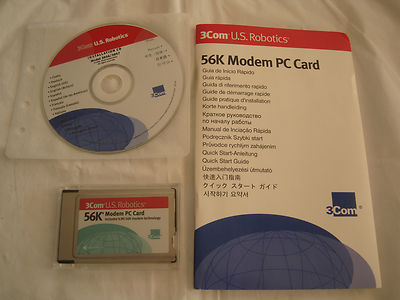 U.S. Robotics 56K Modem PC Card with X-Jack-Disk-Booklet-MODEL 3056 3Com USR XJ
