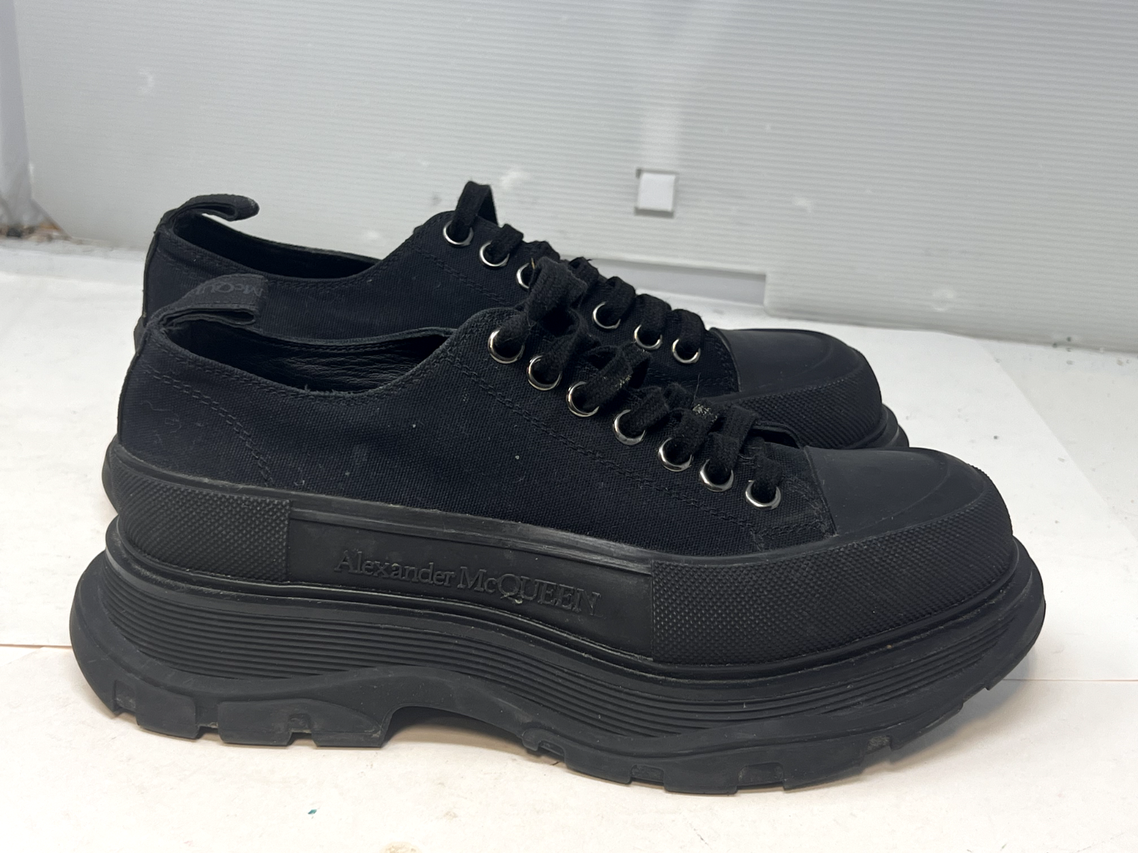 Alexander McQueen Men's Tread Slick Lace Up Sneaker Black