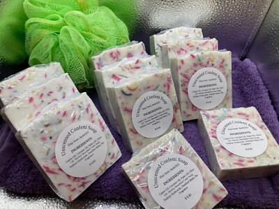 Handmade Cold Process Unscented Confetti Soap, Lot 5