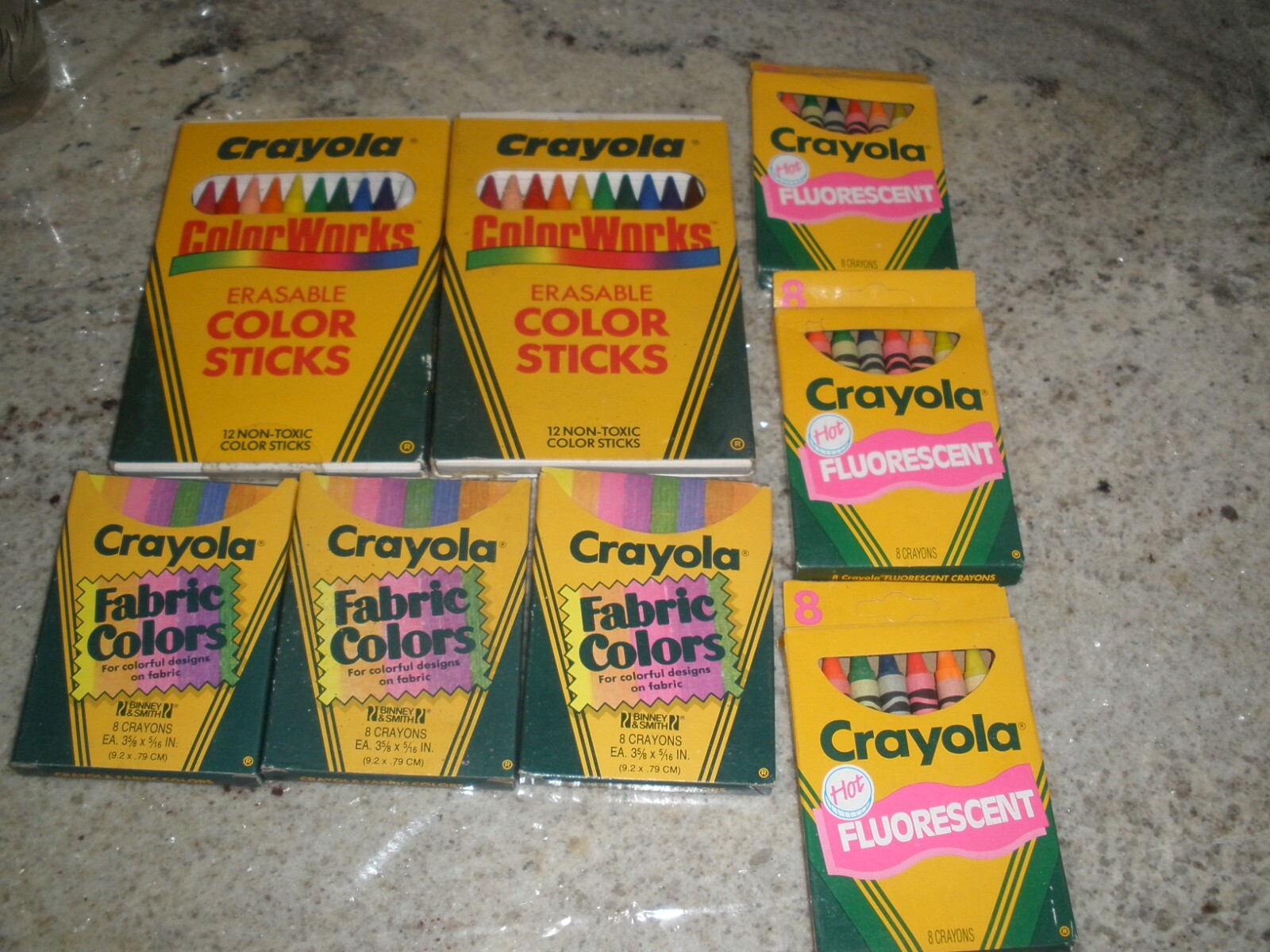 LOT OF 8 UNUSED VINTAGE CRAYOLA CRAYONS AND STICKS IN BOXES