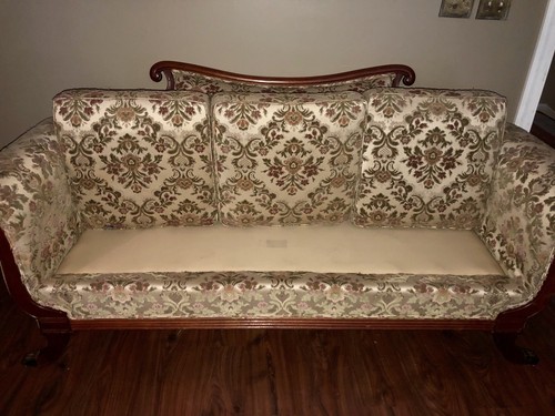 VICTORIAN SOFA Or Couch Floral Velvet Flowers Antique