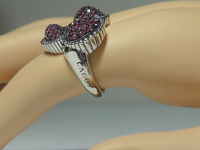 Pre-owned Lagos Sterling Silver Muse Pink Sapphire Pave Fluted Oval Ring. Size 7$1250 In Silver/pink