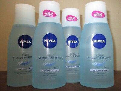 Lot of 4 NIVEA gentle Eye Make Up Remover sensitive eye area 125ml