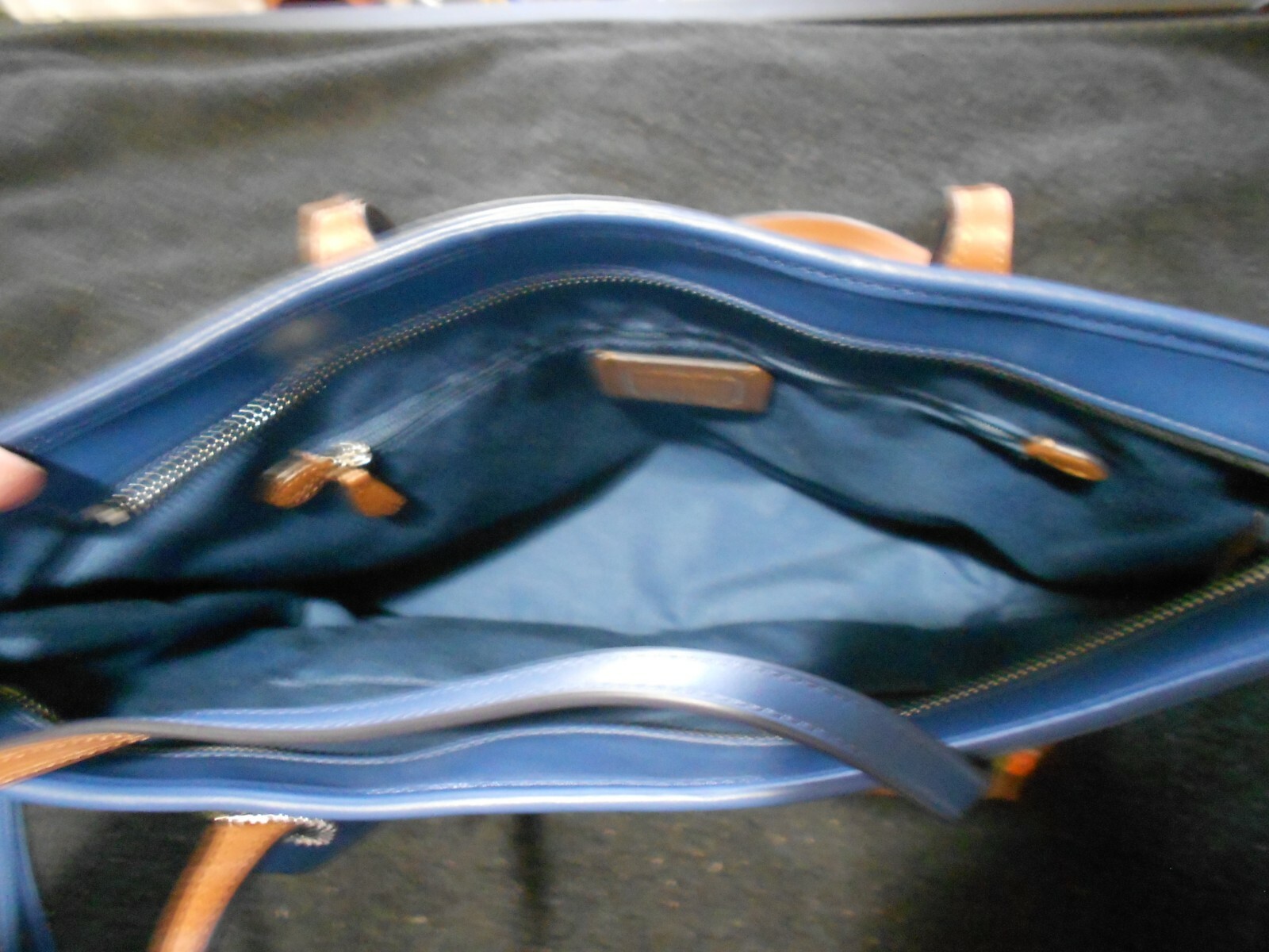 AUTHENTIC SET COACH FLORAL NAVY JEAN BLUE TOTE BAG F57888 & FULL SIZE WALLET