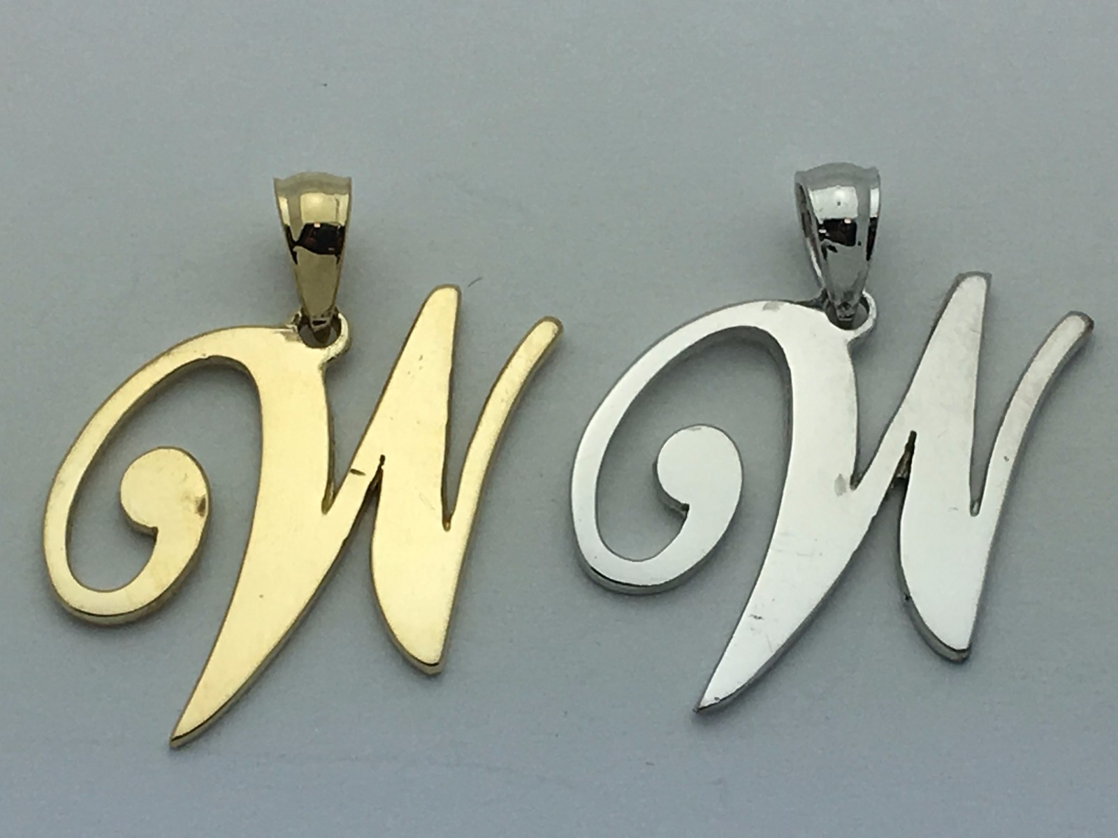14k Yellow White or Rose Gold Initial Letter W Alphabet A