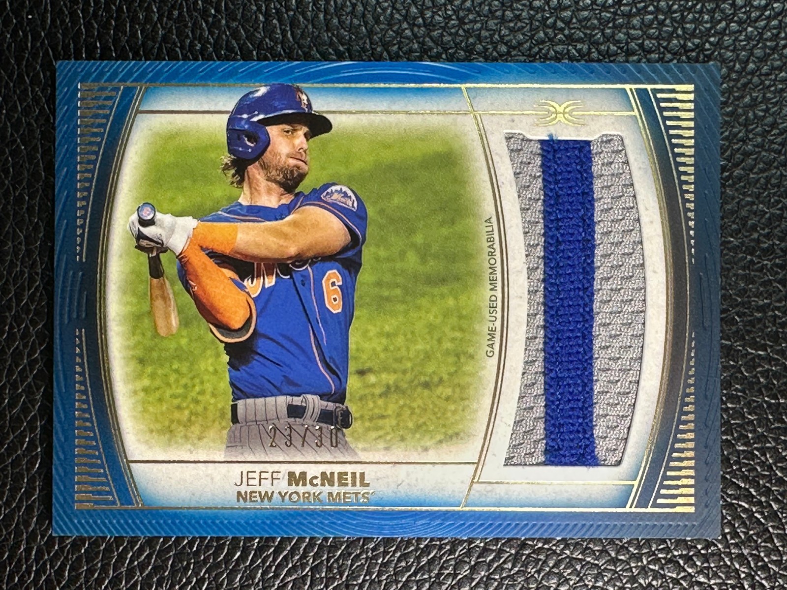 2021 Topps Definitive Collection Blue Jeff McNeil 23/30 Game Used Patch Jersey