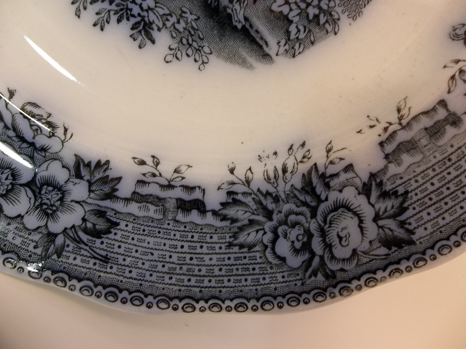 Antique Burmese W Cobalt Flow Blue Cabinet Plate England Porcelain