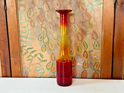Vintage MCM American Amberina Rainbow Art Glass Decanter - 13.5