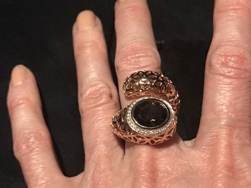 Pre-owned Di Modolo $895  Sz 6.5 Diamonds Smoky Quartz 18k 925 St Silver Sahara Ring In Yellow