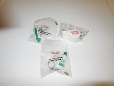T1 Sealed in package Sinclair - Oil Bottle - Gas Pump - and Whistle  Key Tag Pen
