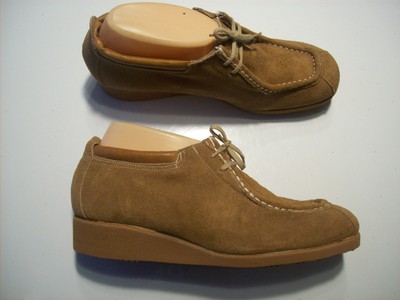 Vintage 60s Hipster Fashion Flairs Brown Suede Leather Oxford Shoe Size 7 W Wide