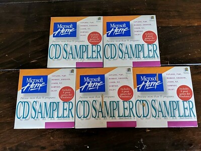 Rare Microsoft Home 1CD Sampler Classic PC Windows-NOS-Sealed 55 Programs