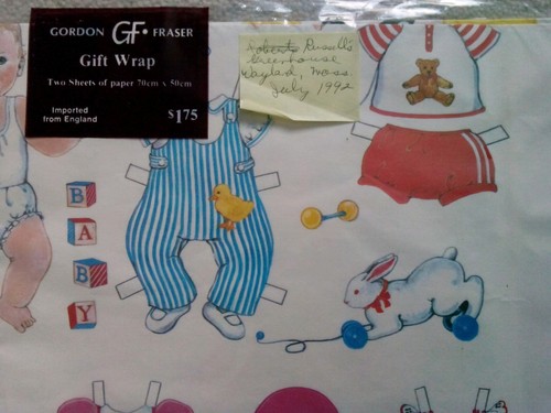 Vintage NEW Gordon Fraser Baby Gift Wrap Two Sheets Imported from England NIP