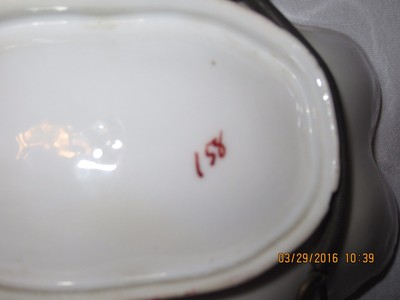 VINTAGE PORCELAIN DISH BOWL - Pink Roses Gold Trim Marked 158