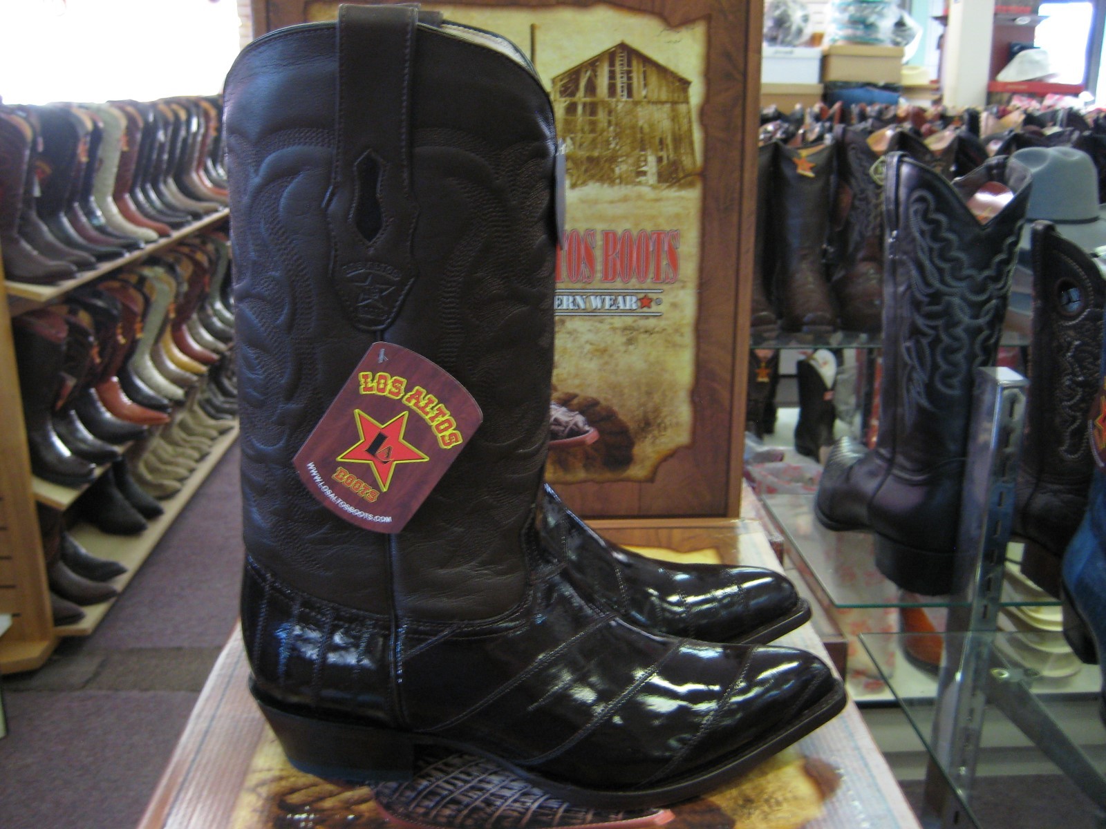 Pre-owned Los Altos Boots Los Altos Men Brown Genuine Eel Western Cowboy Boot J-toe (ee+) 990807