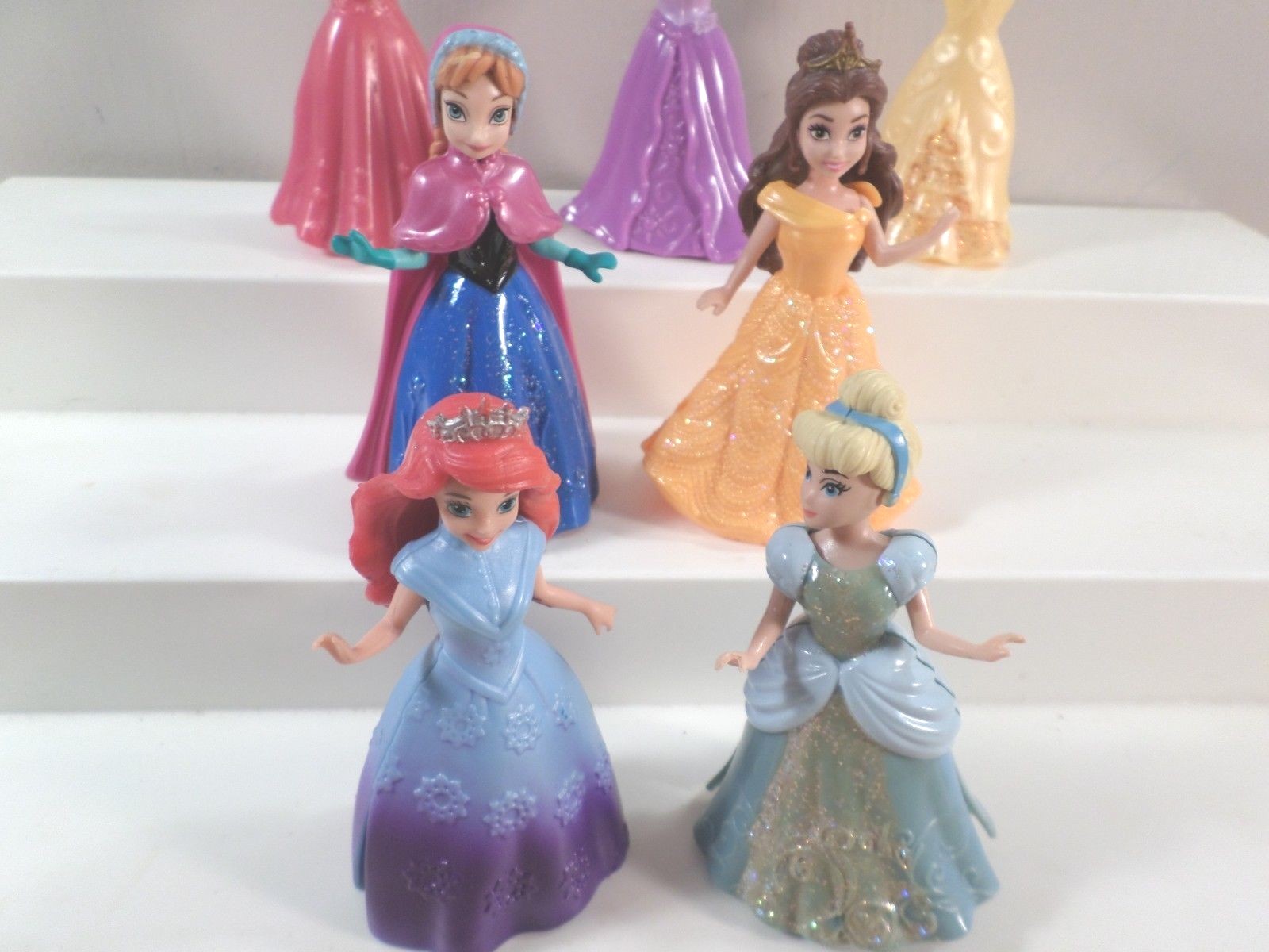 Mattel Disney Princess Polly Pocket Magic Clip Dolls~Snow White~Ariel~Belle