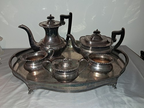 Viniers Of Sheffield silver plate 5 piece tea set w/tray | eBay