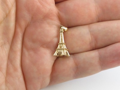 Pre-owned Preciousgold4you 14k Yellow Gold Paris Eiffel Tower Charm Pendant